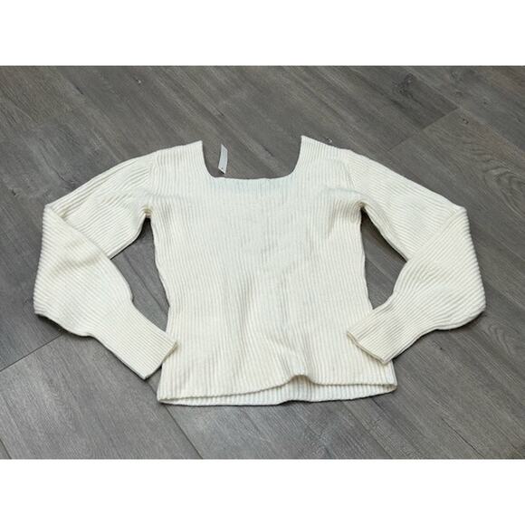 Madewell SoftWool Square-Neck Pullover Ribbed Sweater Heather Cloud Size XXS NWT - Picture 10 of 10